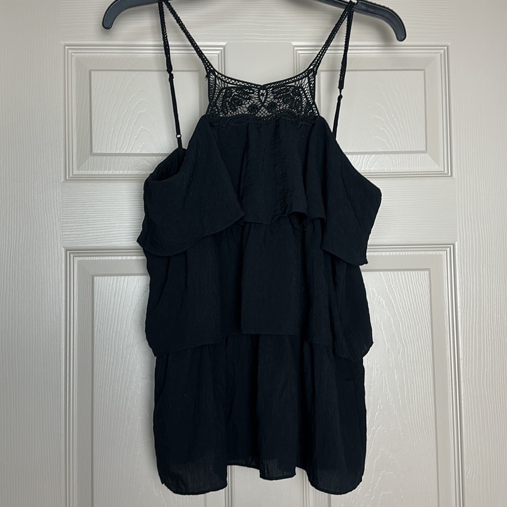 BCBG Black Ruffled Top